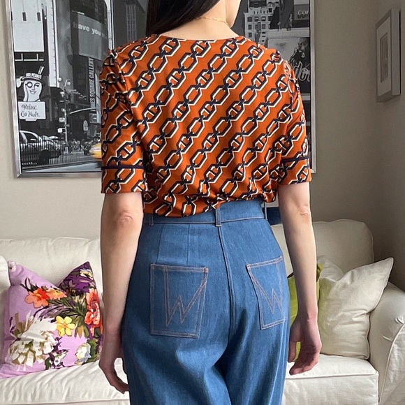 Chainlink print short sleeve stretchy top - Picture 4 of 10
